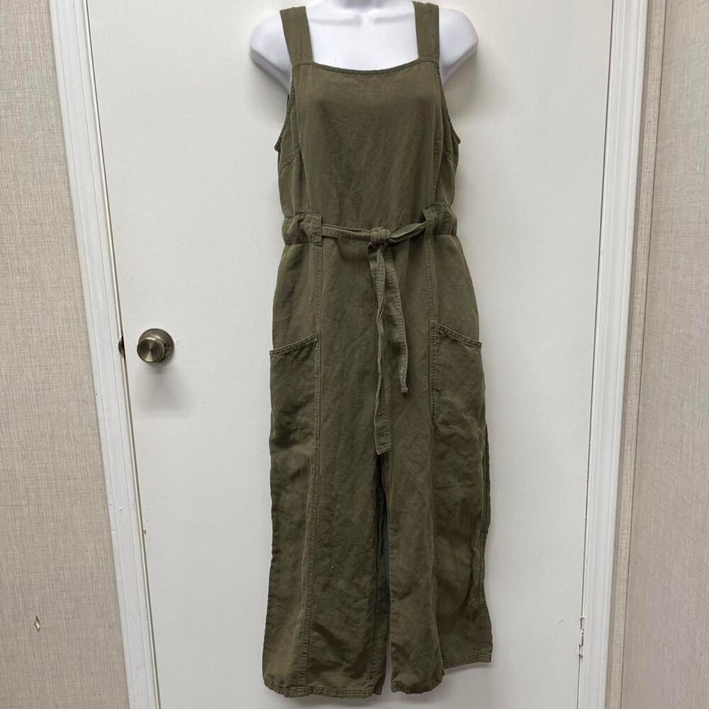 EUC Nicole Miller Women's Size 8 Olive Green Wide Leg Jumpsuit